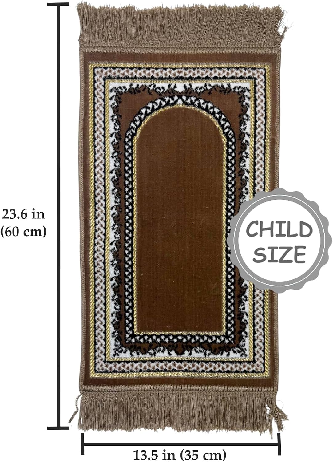 Turkish Islamic Velvet Prayer Rug - Soft Small Child Praying Carpet - Muslim Janamaz Sajada for Kids & Toddlers