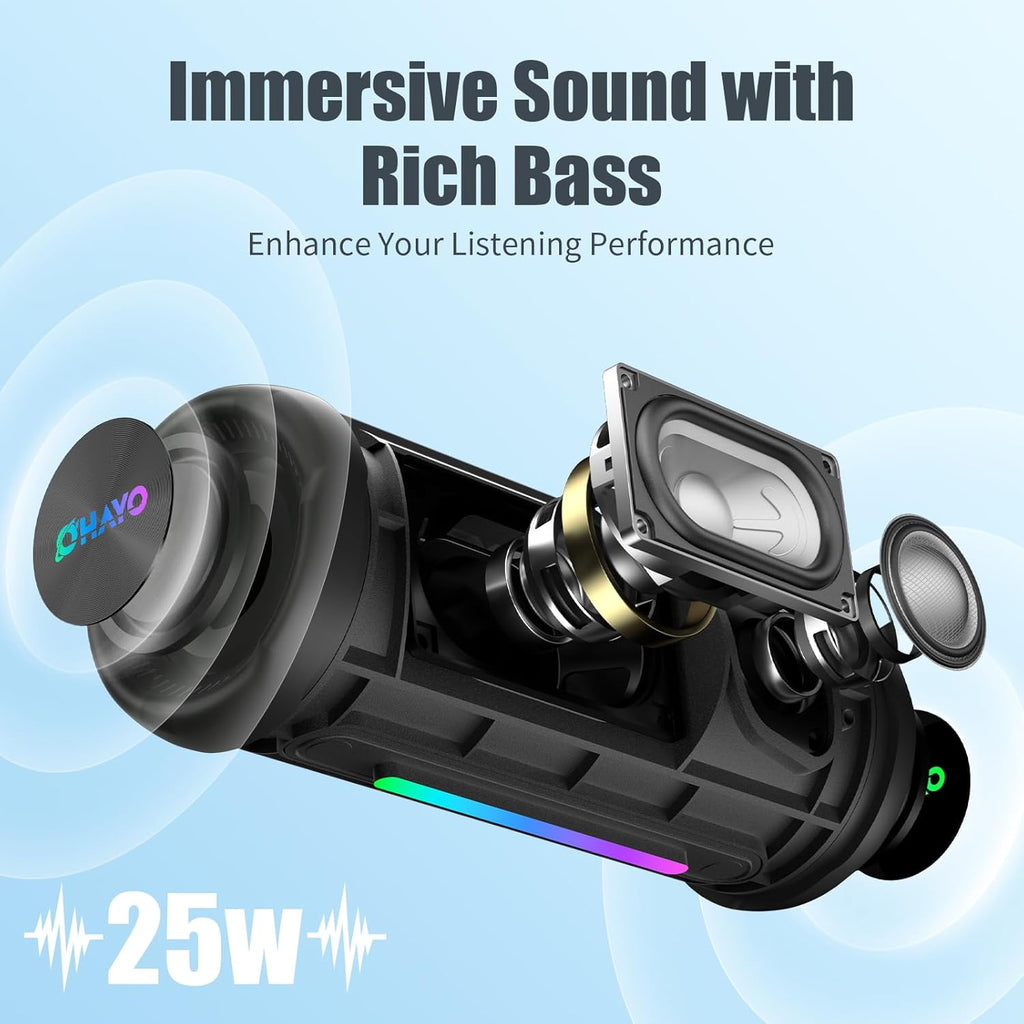 Bluetooth Speaker Wireless Loud Stereo Sound IPX7 Waterproof Outdoor Portable 25W Super Bass Speakers for Home Party