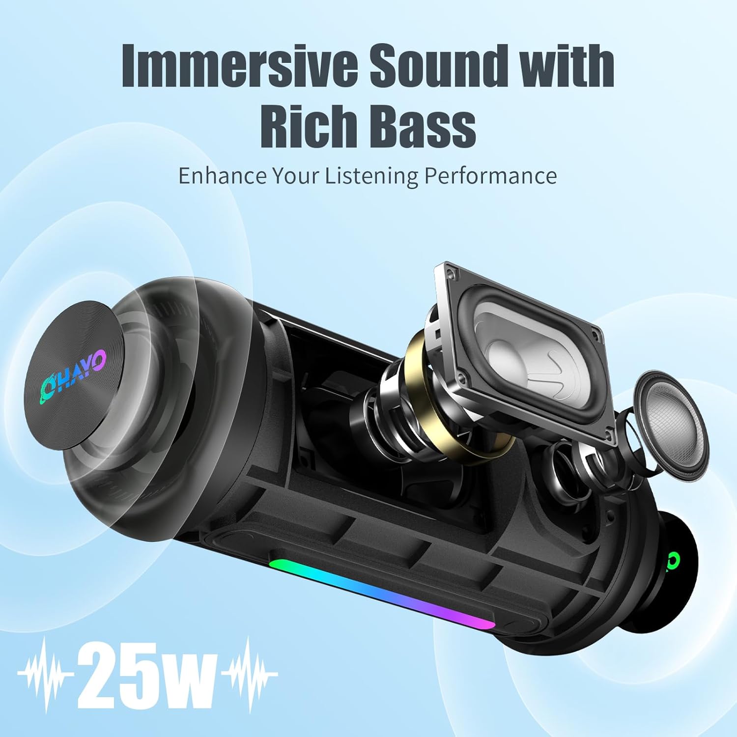 Bluetooth Speaker Wireless Loud Stereo Sound IPX7 Waterproof Outdoor Portable 25W Super Bass Speakers for Home Party