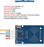 5PCS RFID Kit Mifare RC522 Reader Module RF IC Card Sensor Module with S50 White Card+Key Ring