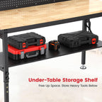 60" Heavy Duty Adjustable Height Workbench, 3000 LBS Capacity