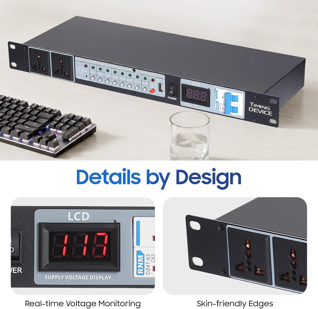 10-Outlet Power Sequencer Conditioner, 2000W Professional Power Conditioner, Audio Powers Conditioners Digital