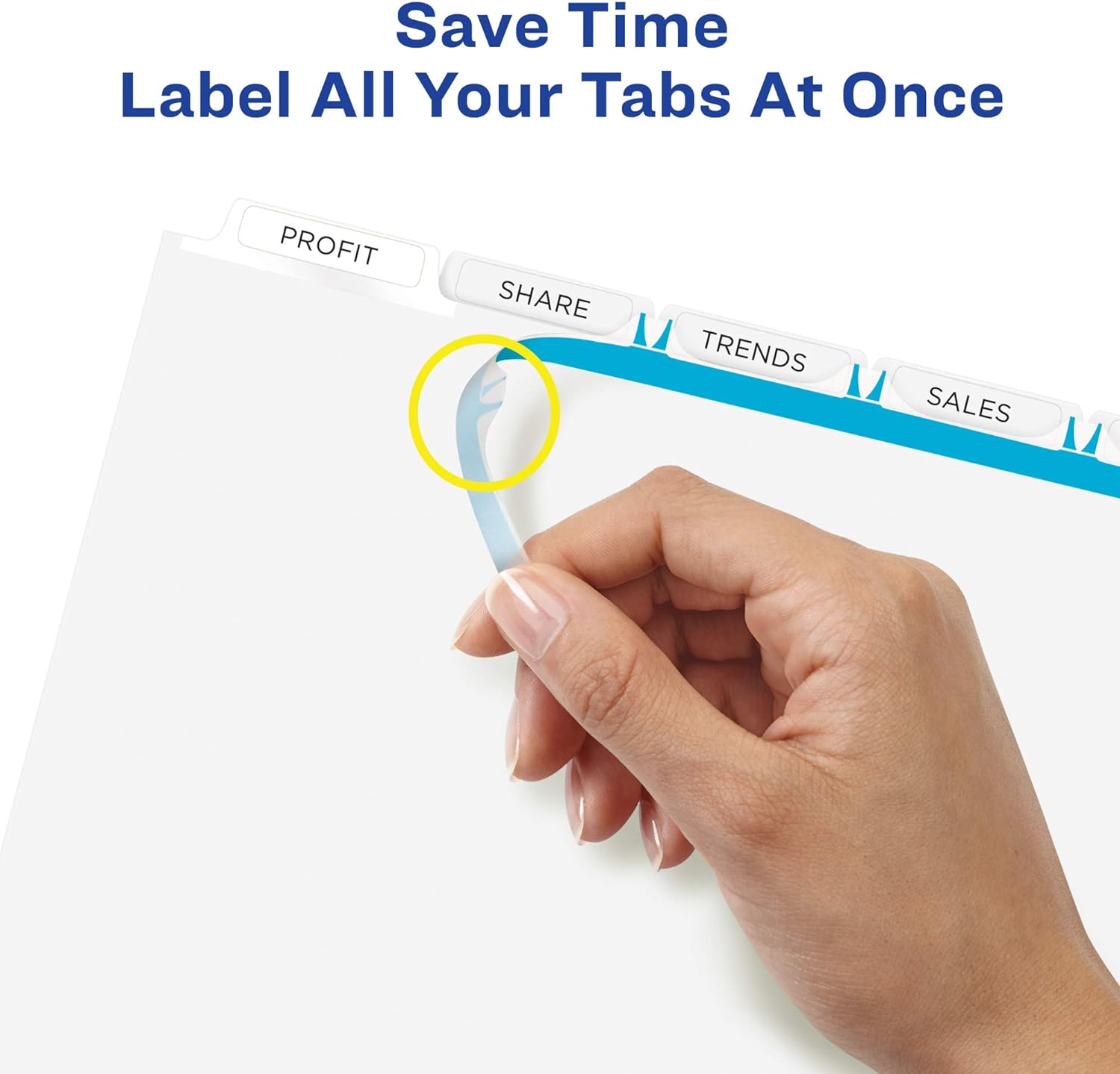 5-Tab Extra Wide Binder Dividers, Easy Print & Apply Clear Label Strip, Index Maker,White, 5 Sets (11440)