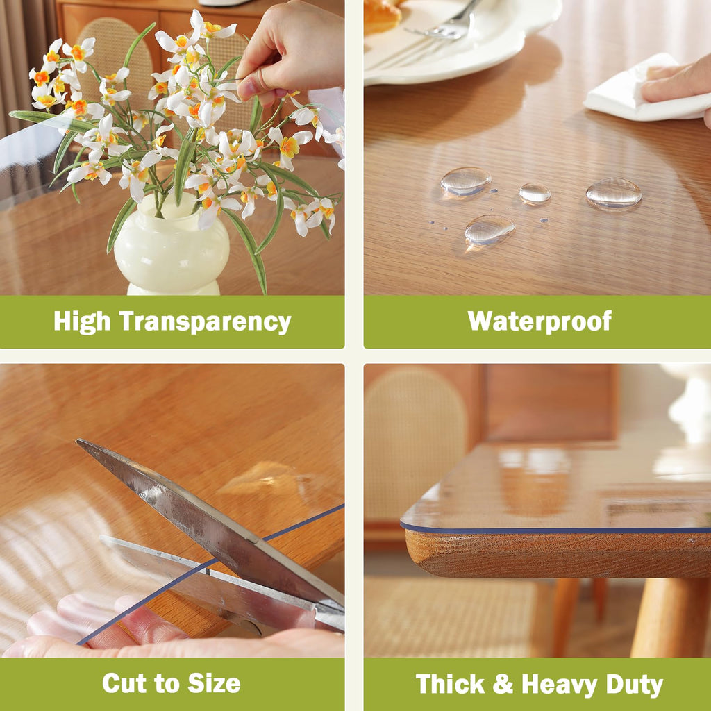 36 x 60 in Clear Table Protector 1.5mm Thick Plastic Table Cover