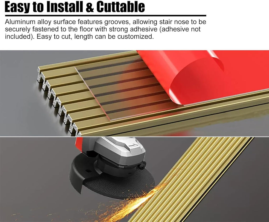 Thickened Stair Nosing Flat, Anti-Slip Step Edge Protector with Fluted