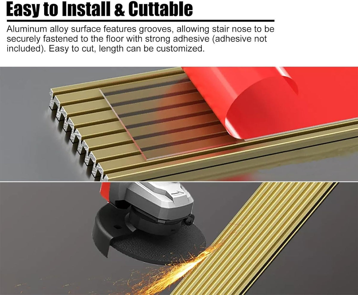 Thickened Stair Nosing Flat, Anti-Slip Step Edge Protector with Fluted