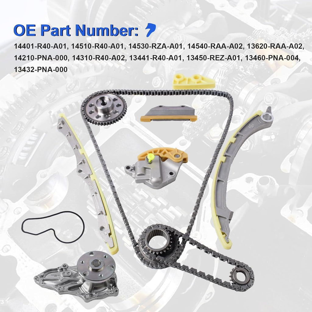 2.4L Engine Timing Chain Kit with Water Pump Fits for 2008-20112 Honda Accord 2010-2011 CR-V 2.4L i-VTEC 16V, OE standard Timing Replace parts