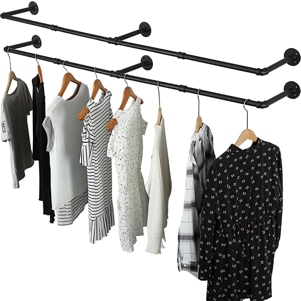 70" Wall Mounted Clothes Rack, Closet Rods for Hanging Clothes
