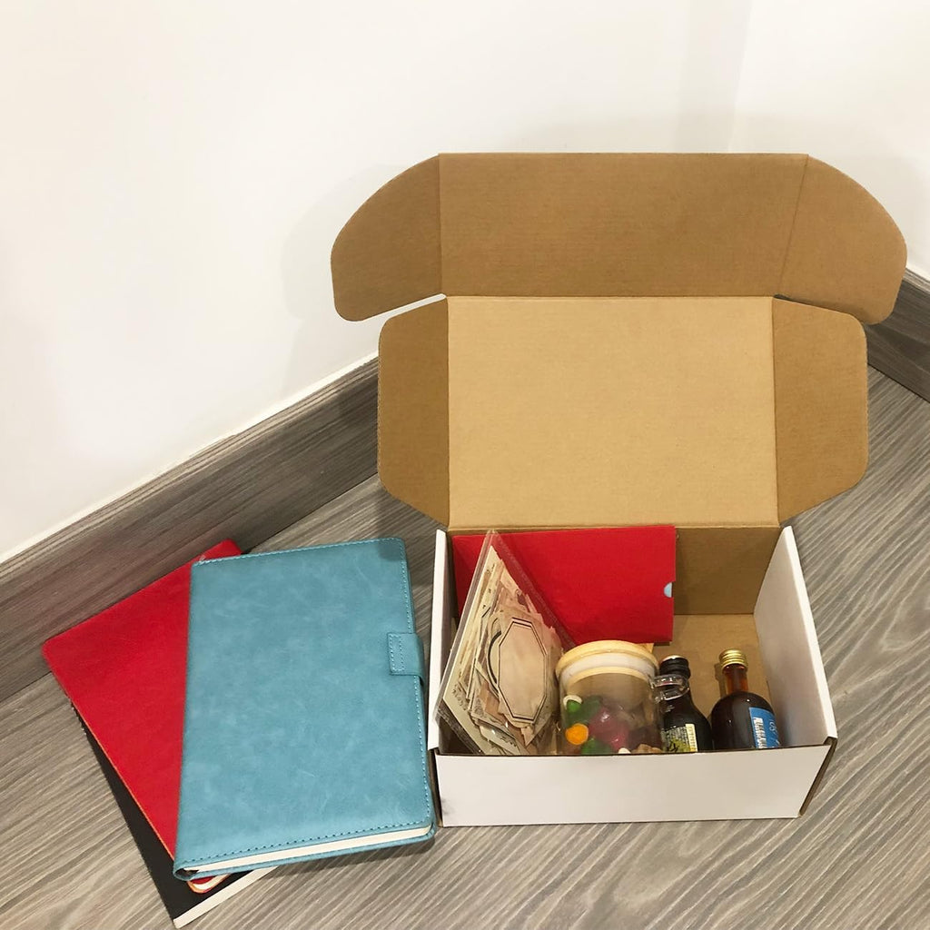9x6x4 inch Shipping Boxes Set of 25, White Corrugated Cardboard Mailer Box