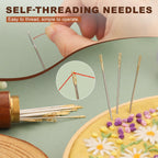 60PCS Self Threading Needles 6Sizes Large Eye Hand Sewing Needles
