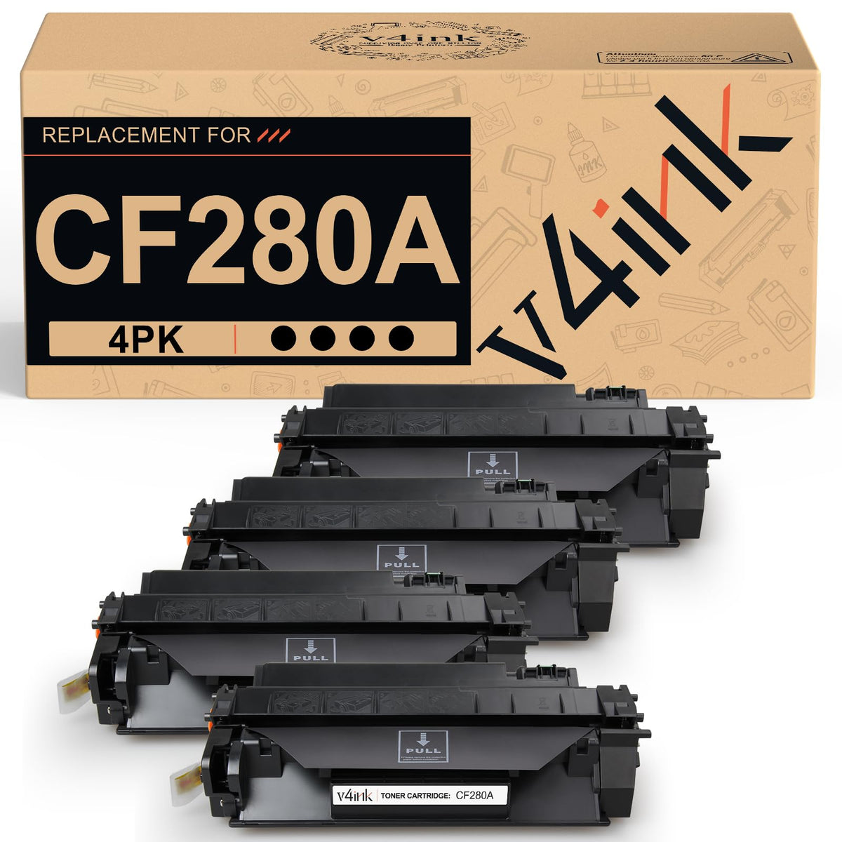 CF280A Toner Compatible for HP 80A Toner Cartridge 4-Pack Black