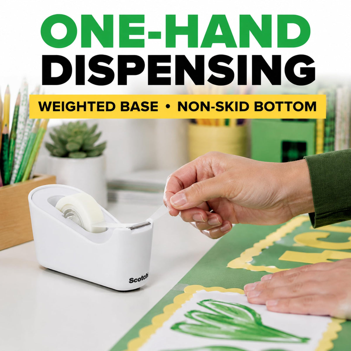 Desktop Tape Dispenser, White, 4 Pack