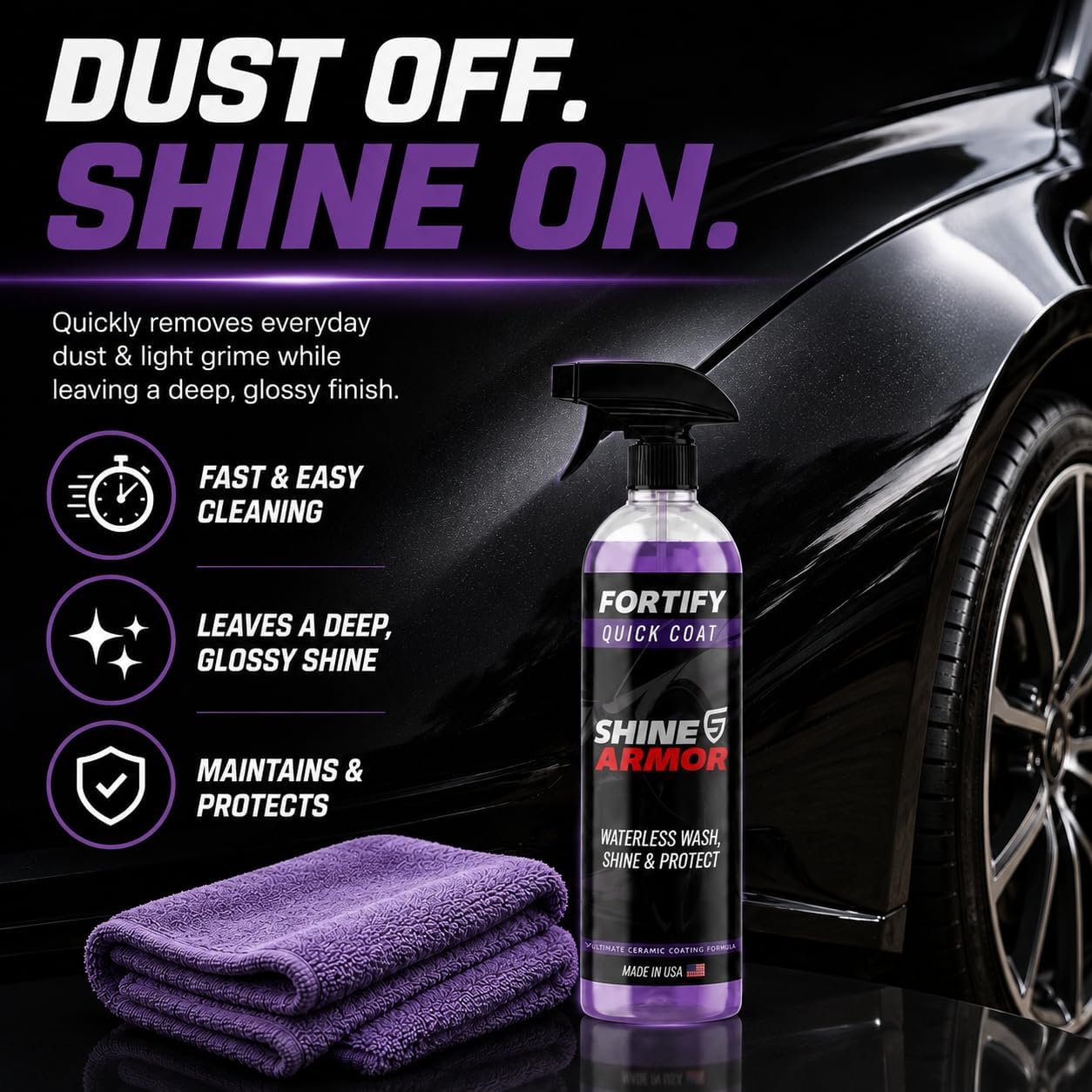 Ceramic Coating Spray - Clean, Glossy, Protected Paint in 15 Minutes Flat | 16 Fl Oz - Twice the coverage, same