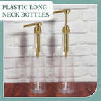12 Pcs 25 oz Plastic Syrup Bottles with Pump Syrup Dispenser, Gold