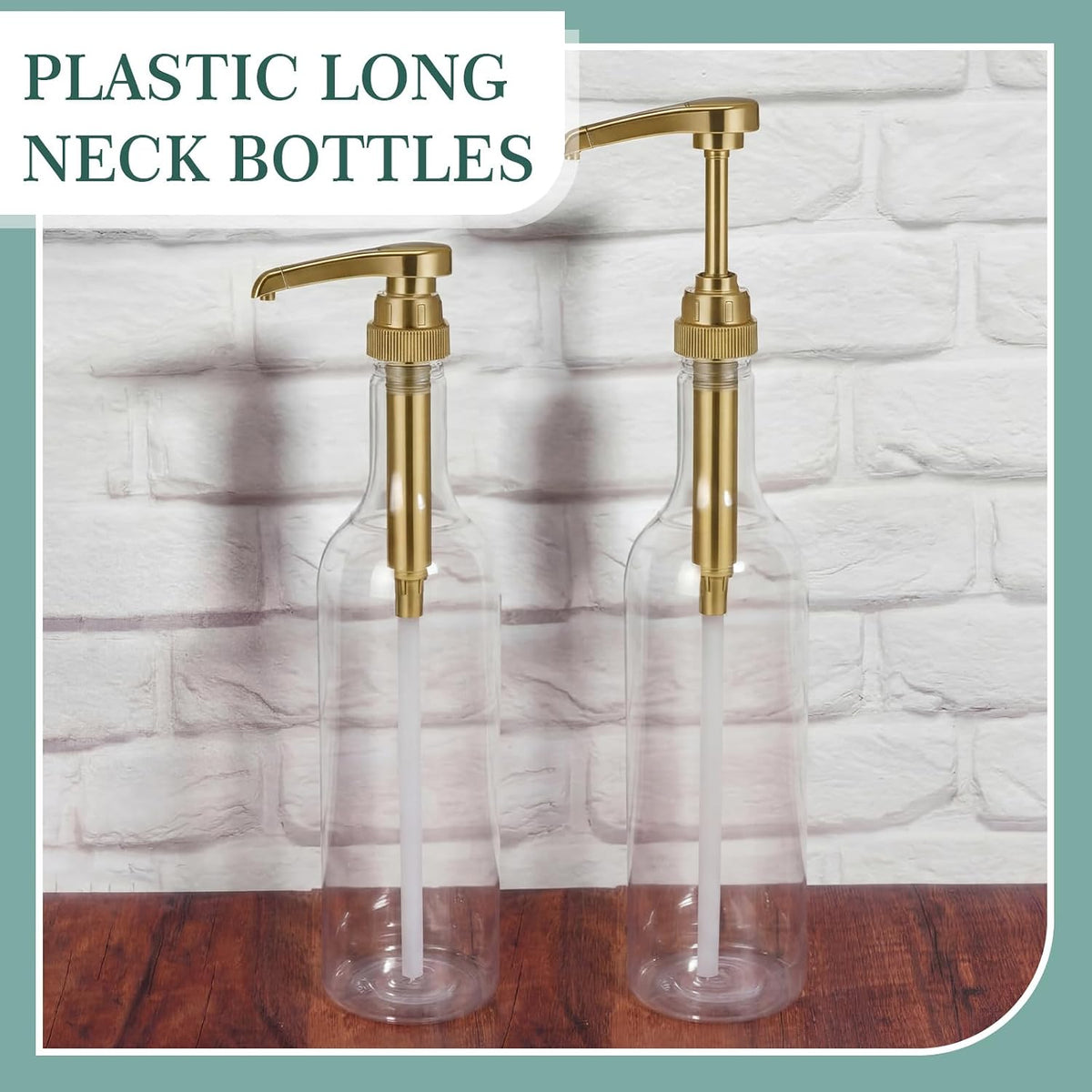 12 Pcs 25 oz Plastic Syrup Bottles with Pump Syrup Dispenser, Gold