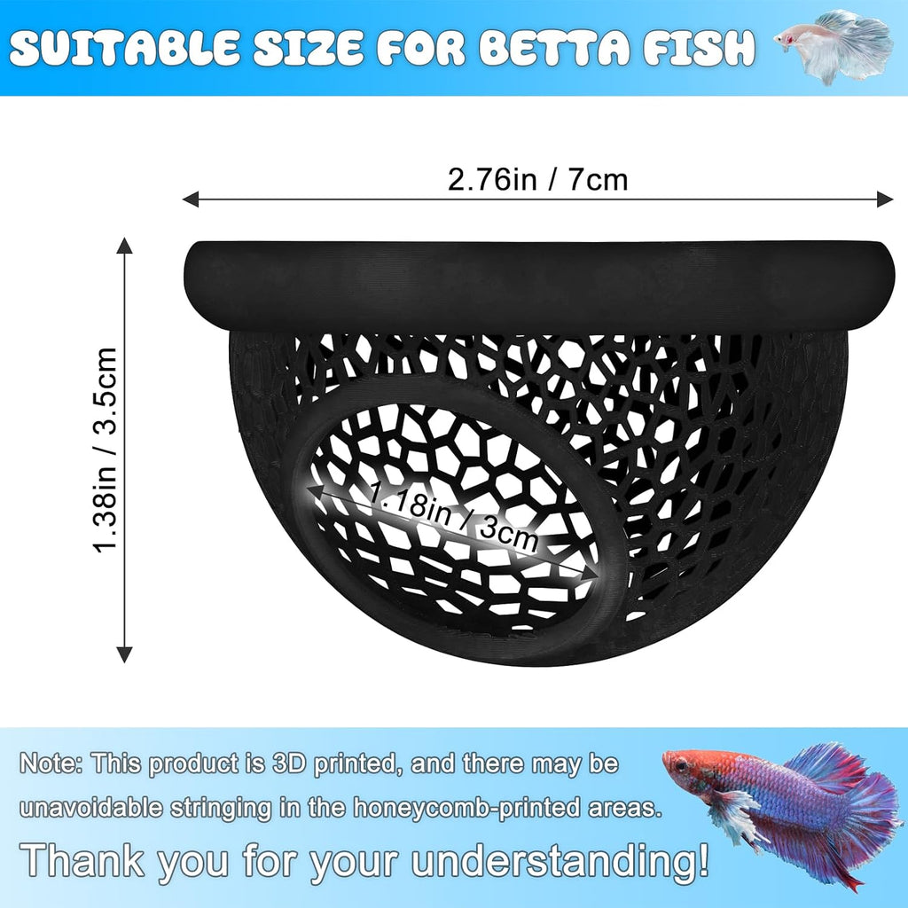 Floating Betta Hide & Shrimp Cave – 3D Printed Aquarium Decor, Multi-Functional Hammock, Feeding Ring & Safe Resting