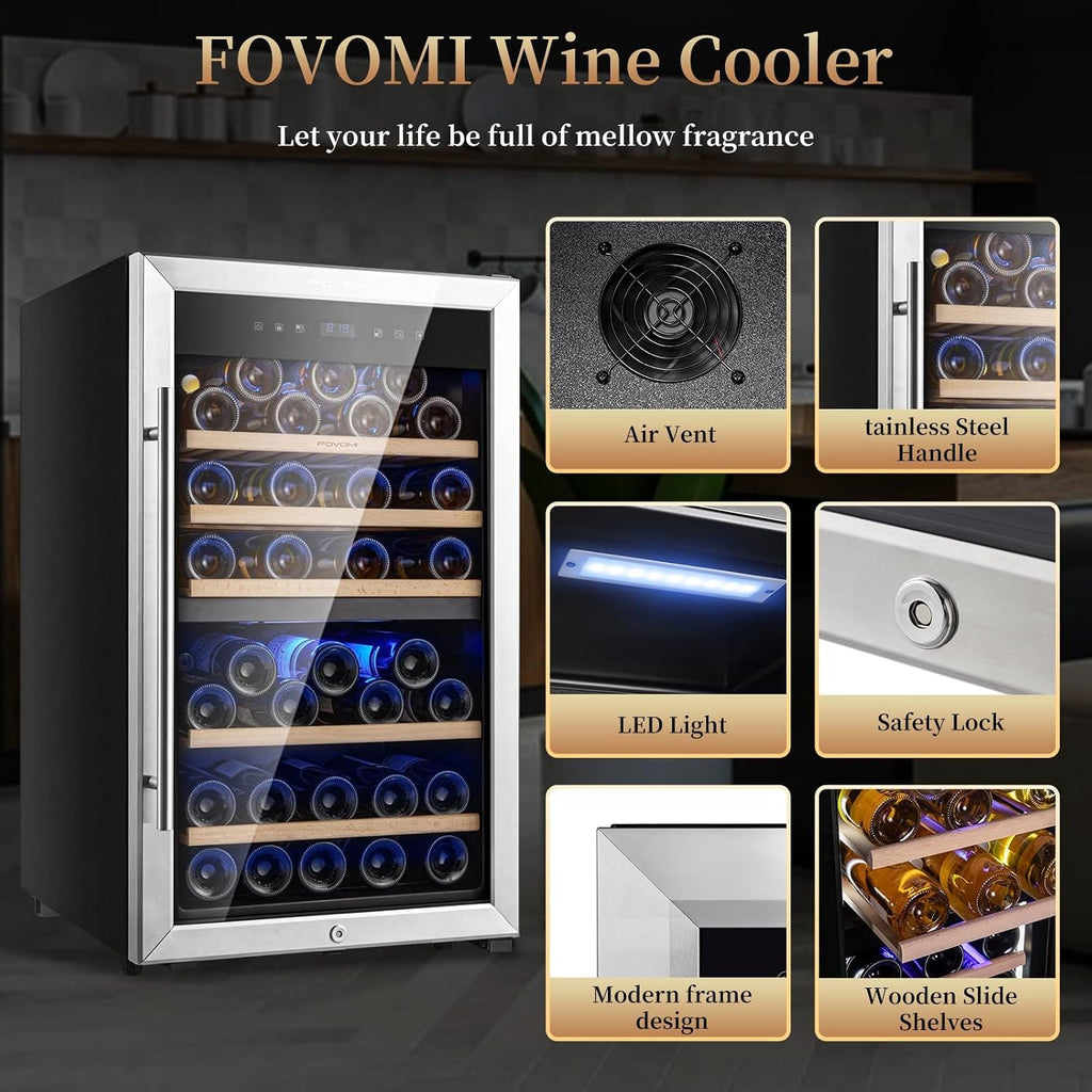 Wine Fridge 52-bottle Wine Cooler Refrigerators Dual-Zone