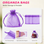 100 Pcs Purple Organza Bags 3×4'', Small Mesh Gift Bag Drawstring