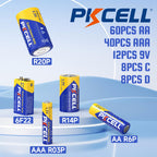 128 Counts Batteries Variety Pack, Assorted Battery AA AAA C D 9V