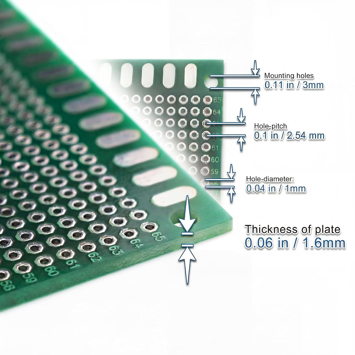 MTCELL 3 Pack Universal PCB Prototype Board 2.54mm Pitch 10x15cm