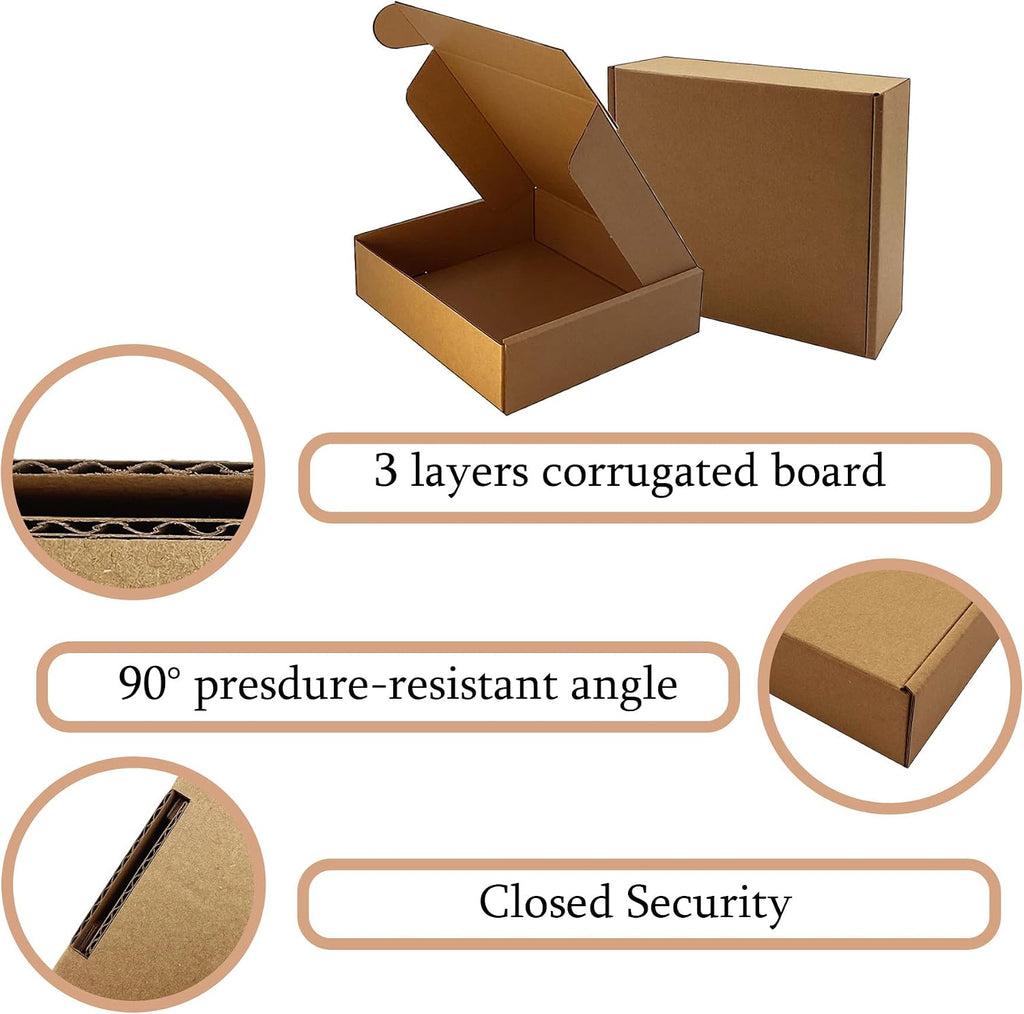 Shipping Boxes 8x7x2 inch 25 Pack, Brown Corrugated Mailers for E-Commerce