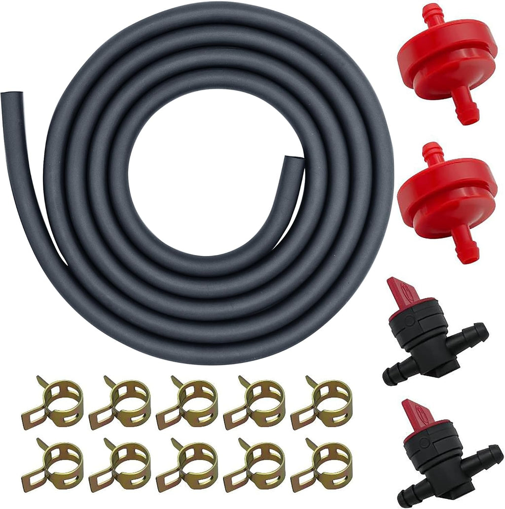 Strongthium 1/4" 6.6 FT Rubber Fuel Line Hose Kit Gas Tube Kit