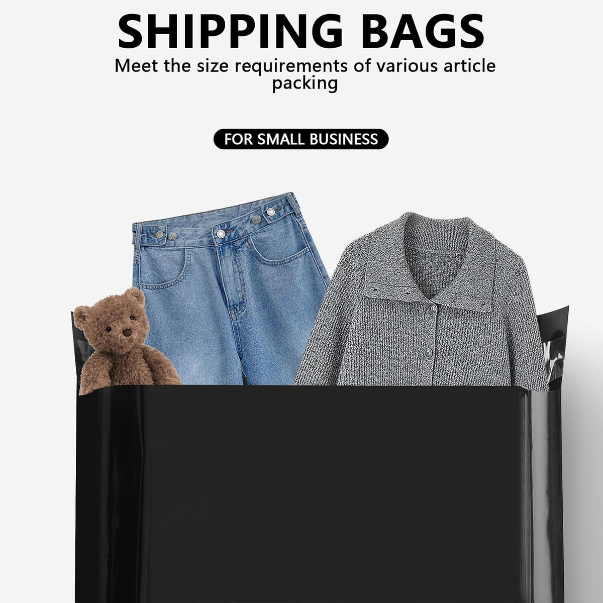 Poly Mailers 14.5x19 100PC Large Shipping Bags for Clothes Black