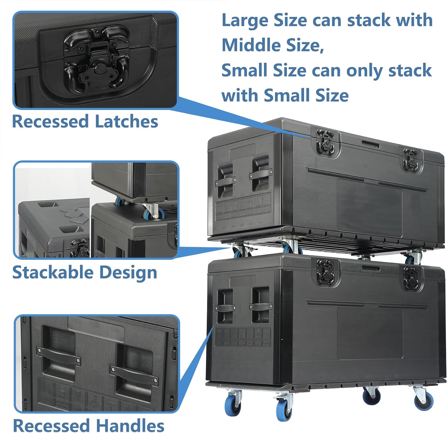 Cable Trunk Road Case with Wheels 44" x 22" x 24" Professional Stackable Heavy Duty ATA Rolling Road Case for DJ