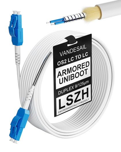 OS2 Uniboot LC to LC Armored Fiber Patch Cable, 15M/49.2FT