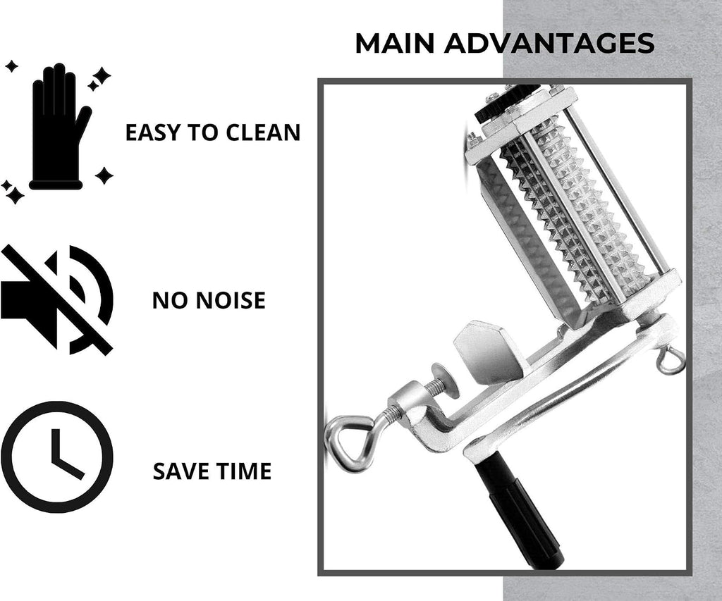 Commercial Meat Tenderizer Cuber – Heavy Duty Steak Flatten Tool Meat Grinder Attachment Clamp-on Rolling Cuber for
