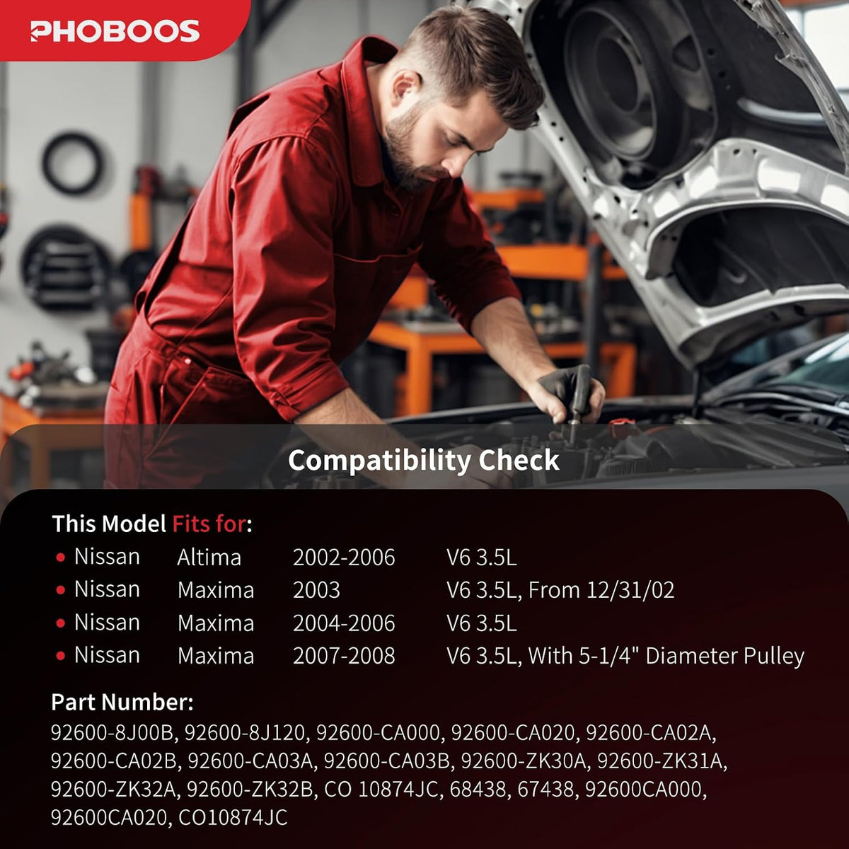 PHOBOOS A/C compressor with Clutch Compatible with Nissan