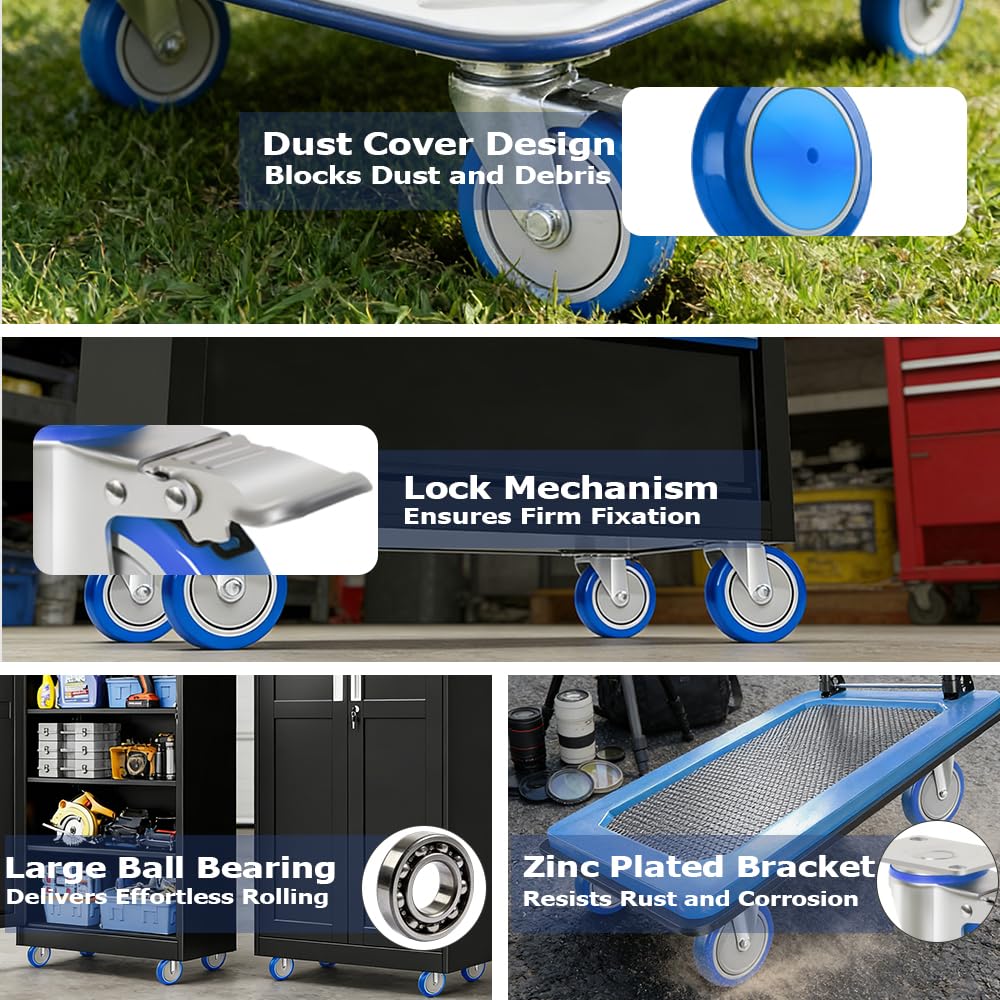 6 inch Caster Wheels, Casters Set of 4 Heavy Duty 2600 lbs with Locking, Outdoor Industrial Wheels for Workbench