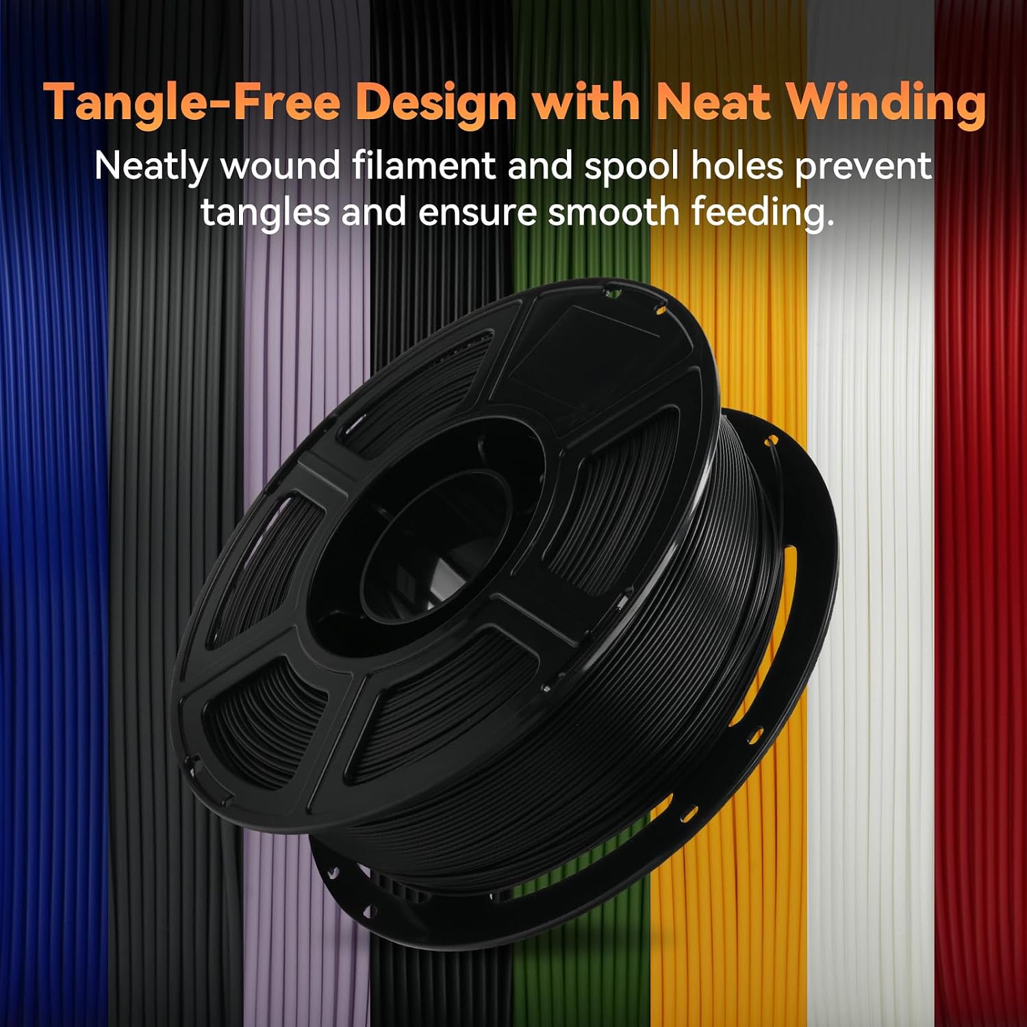 PLA Filament 1.75mm +/- 0.02mm, Matte Black 3D Printer Filament 1kg (2.2lbs) Spool, Excellent Printing Performance