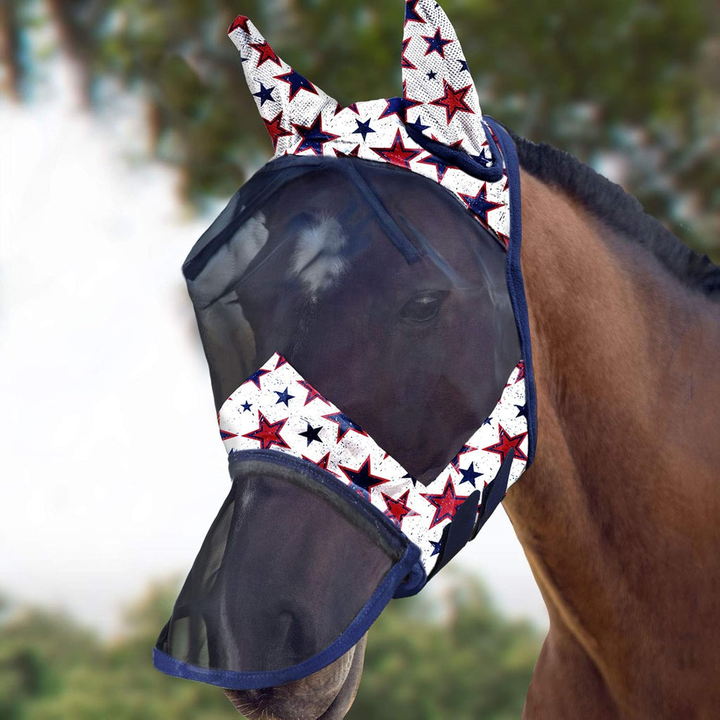 LumiVista Horse Fly Mask Long Nose with Ears UV Protection for Horse Dream Star M Cob