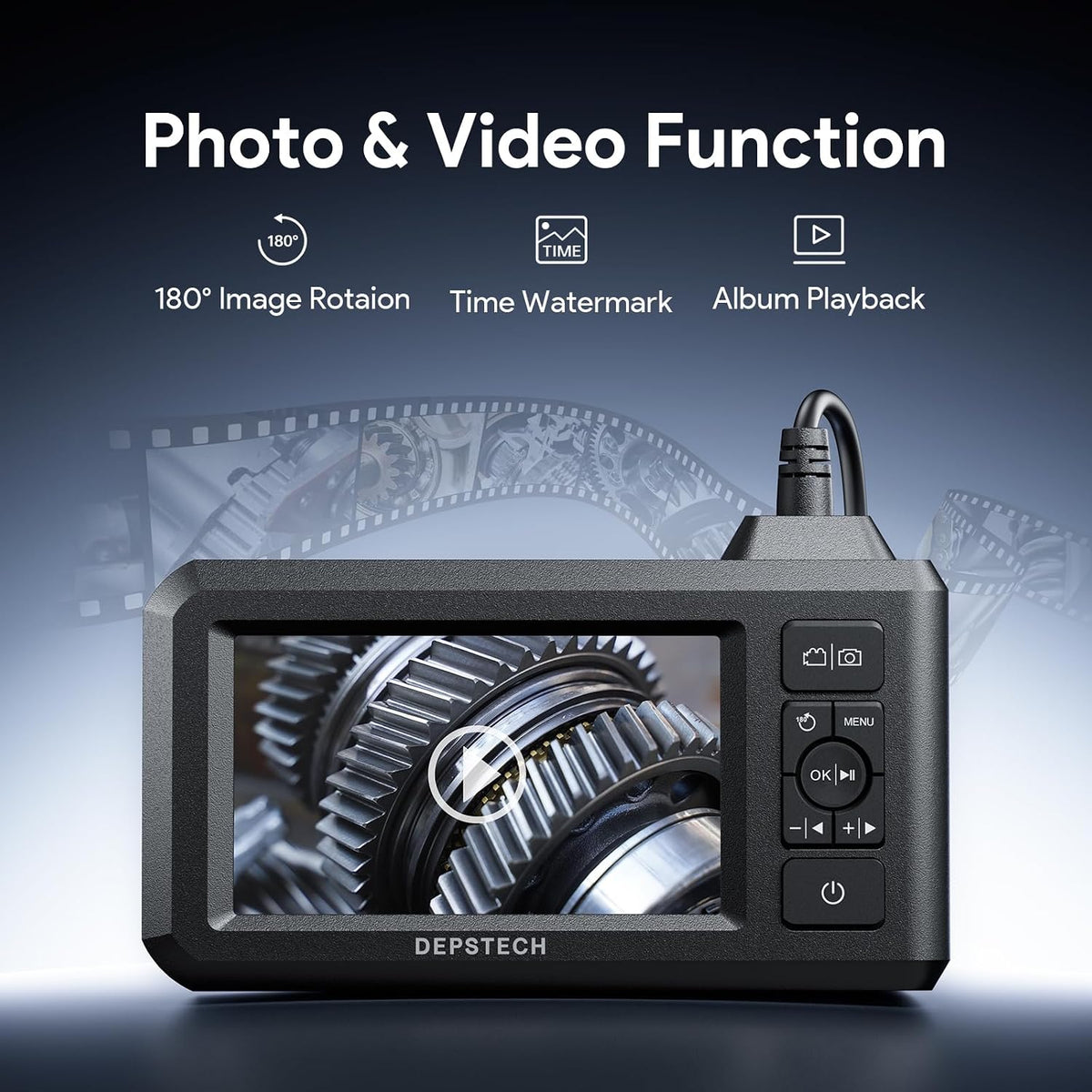 DEPSTECH Endoscope Camera with Light, Dual Lens Inspection Borescope 16.5FT