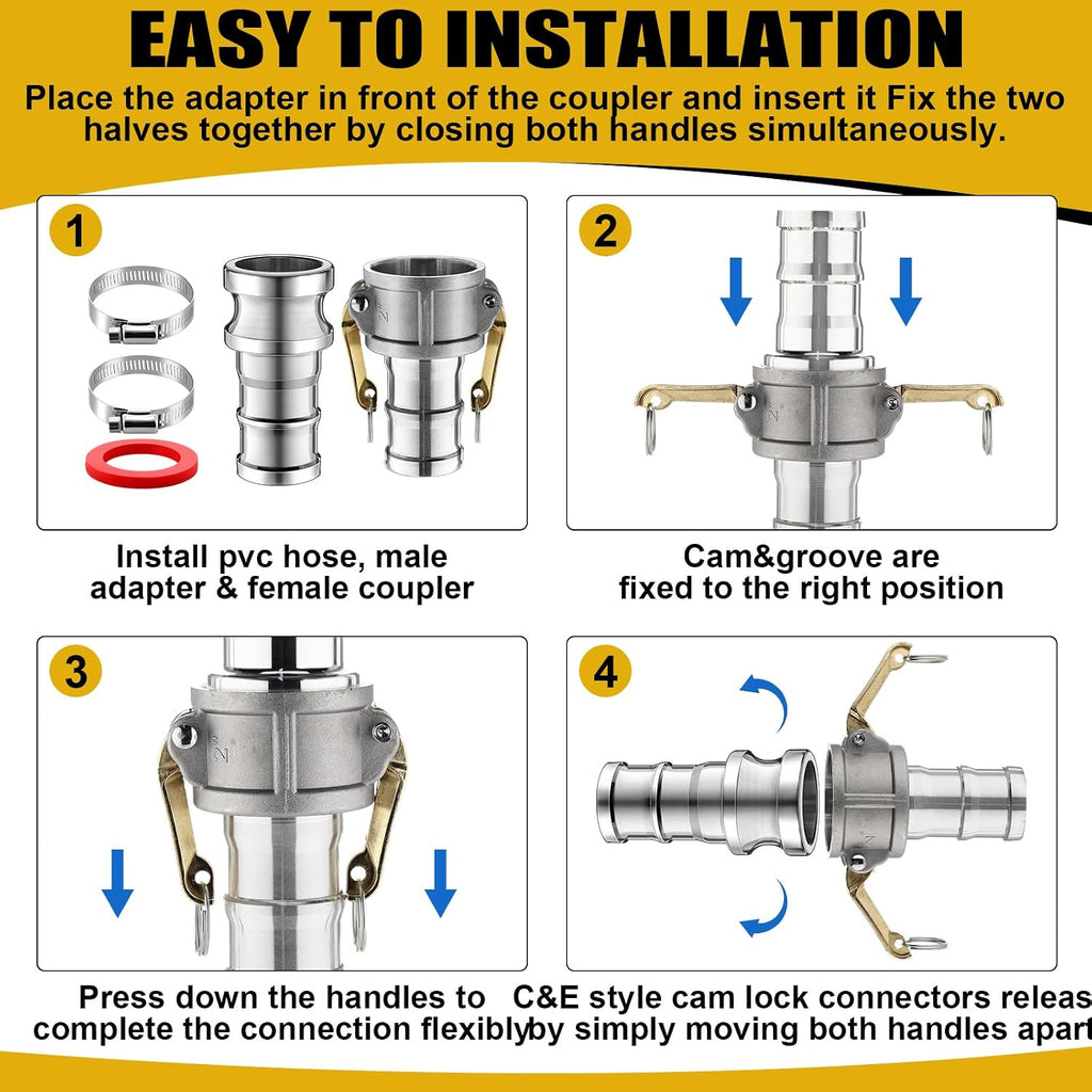 2 Set 2 Inch Camlock Fittings Type C&E