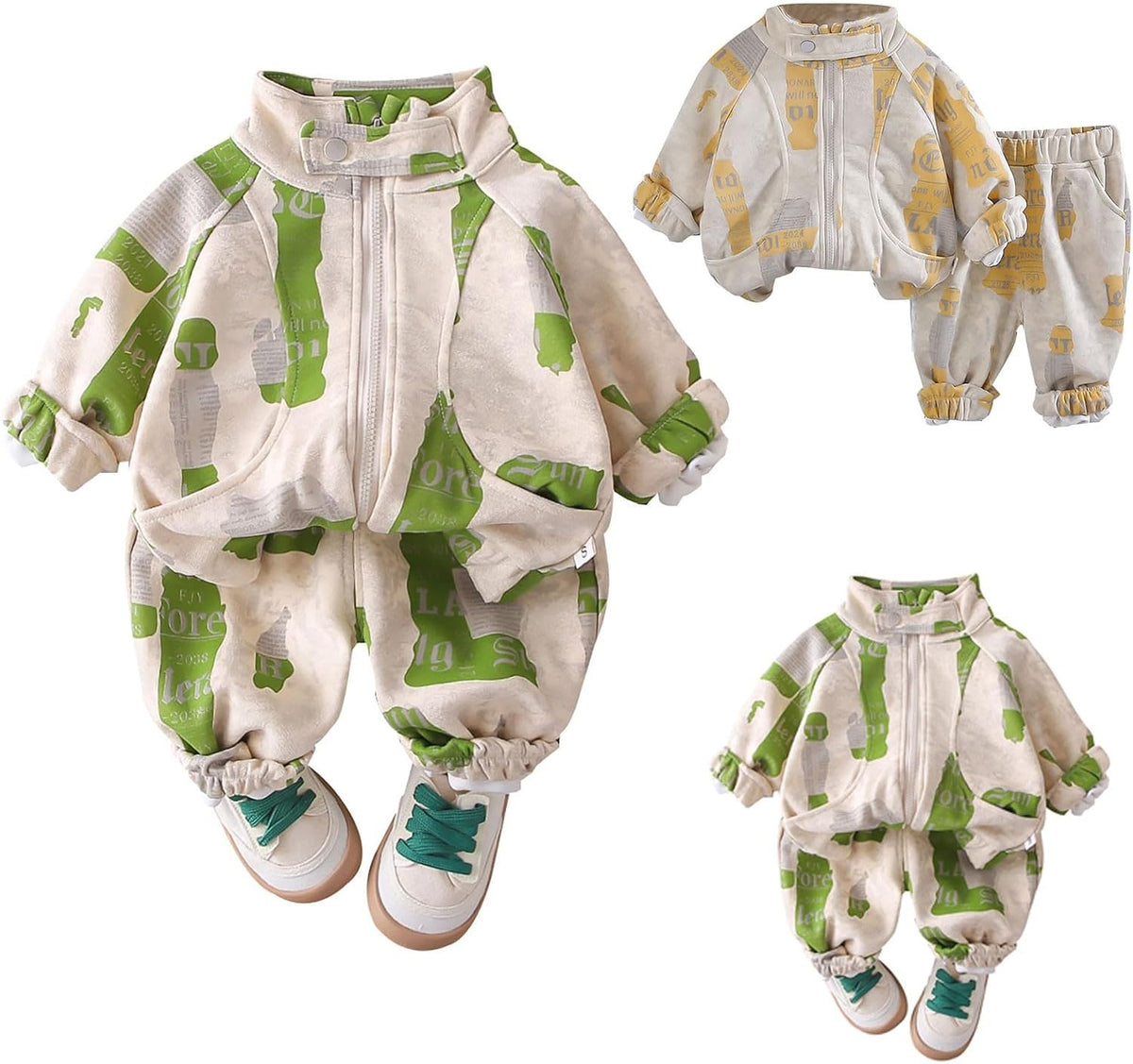 Toddler Boy Fall Winter Clothes Zip Up Stand Collar Sweatshirt Baby Long Sleeve Shirt and Pants Trendy Boys Outfits