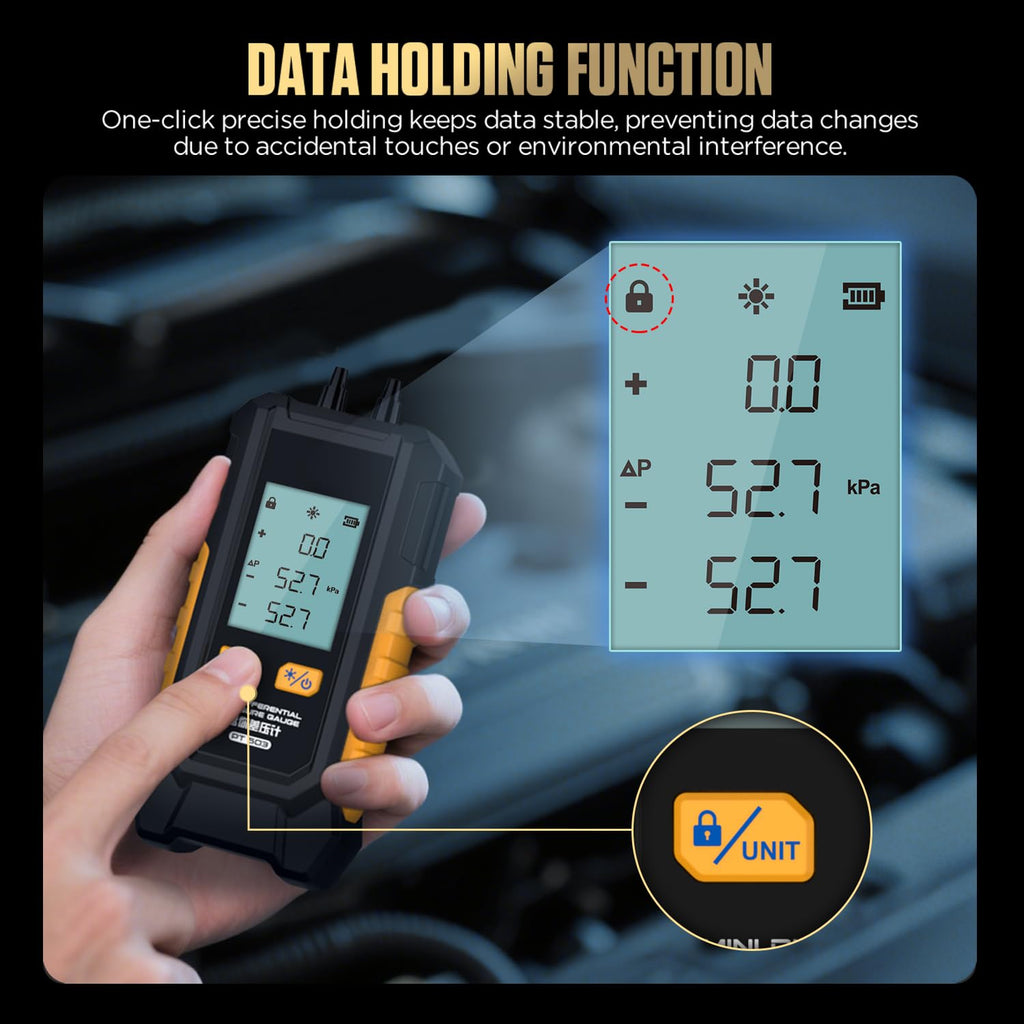 PT503 Mini Digital Manometer Dual Port Gas Pressure Tester