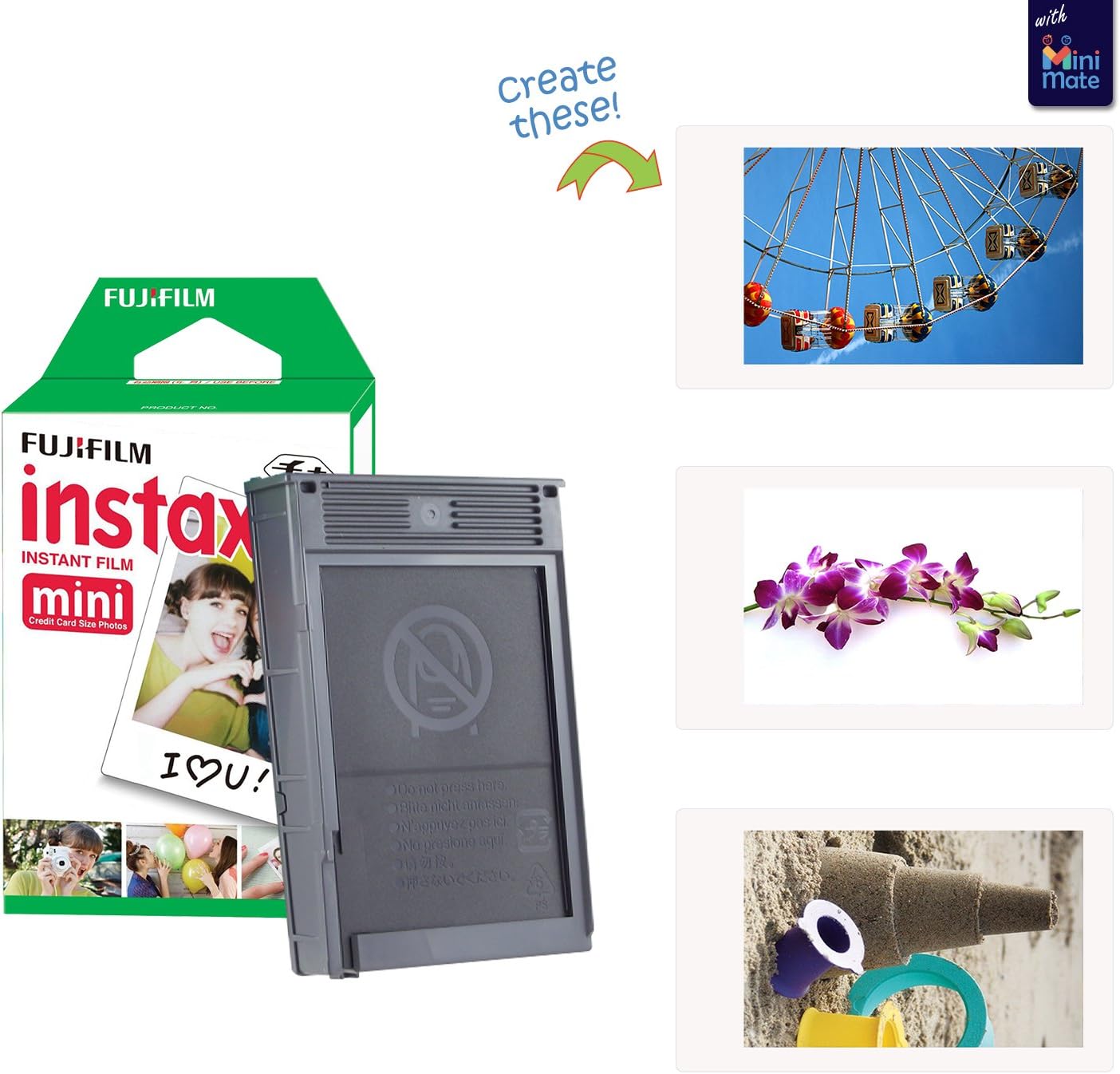 Instax Mini 12 Instant Camera + MiniMate Accessory Bundle & Compatible Custom Case + Fuji Instax Film Value Pack (50