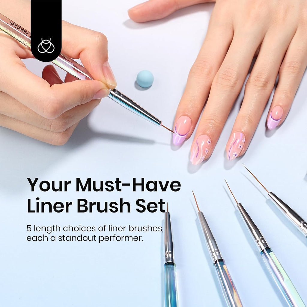 Beetles Nail Art Pens Brushes, 5pcs Nail Art Liner Brushes Set Painting
