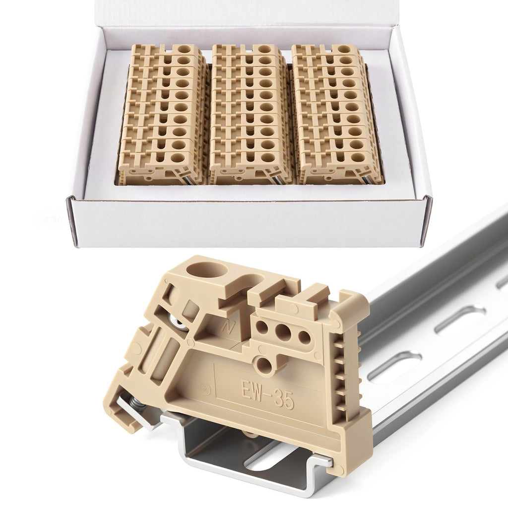 Konohan 30 Pcs Din Rail Terminal Block Rail-Type End Stopper Bracket