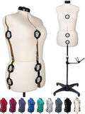 Beige 13 Dials Female Fabric Adjustable Mannequin Dress Form for Sewing, Mannequin Body Torso with Tri-Pod Stand, Up