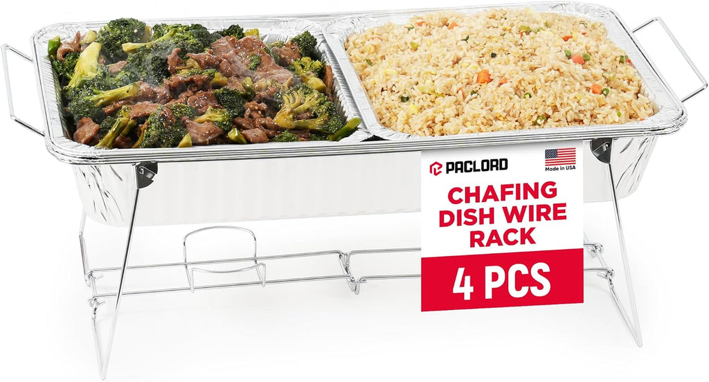 Chafing Dish Wire Rack with Aluminum Pans, Food Warmer Buffet Set