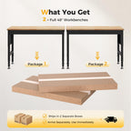 96" Garage Work Bench with Power Outlets, Pegboard, Ships in 2 Boxes