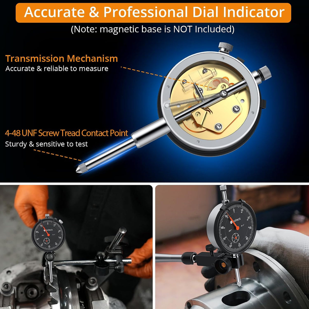 Neoteck 1"/0.001" Dial Indicator,Dial Gauge Full Metal Construction