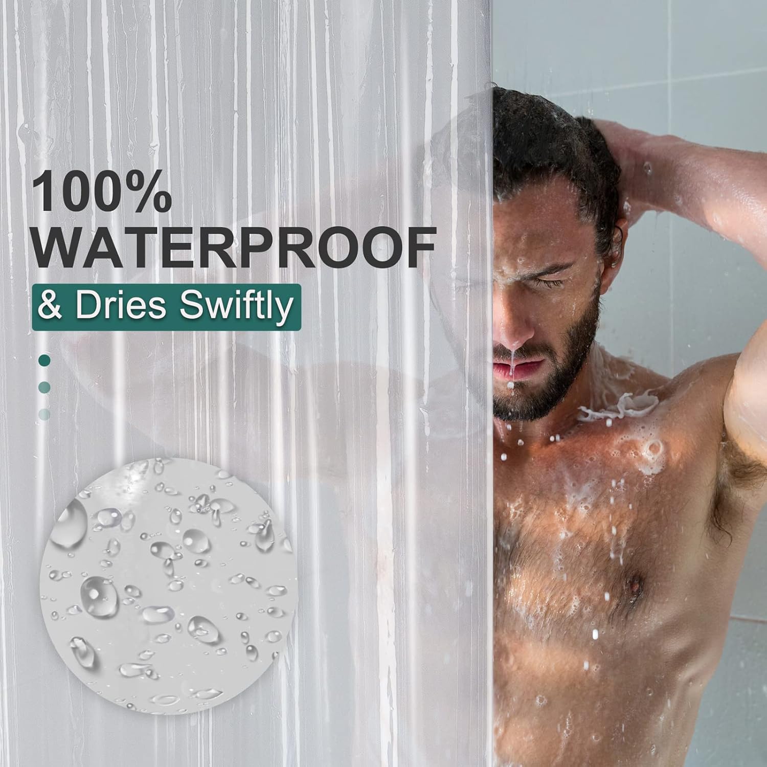 Plastic Shower Curtain Clear Premium PEVA, Clear Shower Curtain Heavy Duty 8G, Weighted Shower Curtains for Bathroom