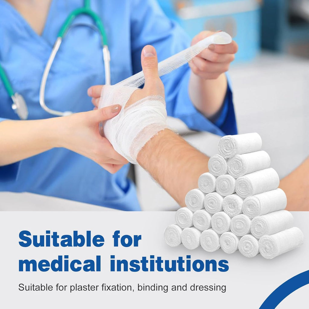 25 Pack Gauze Rolls Bandages, 3 in x 4.1 Yards, Premium Medical Supplies & First Aid Supplies, Bandage Wrap Vet Wrap