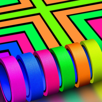 6 Colors Neon Gaffer Cloth Tape Fluorescent Rainbow Color UV Blacklight Tape Neon Duct ReflectiveTape for UV Party