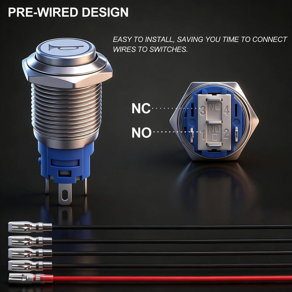 Twidec/16mm Horn Button Switch 12VSpeaker Horn Momentary Push Button Switch