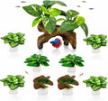 9-Pack Silk Aquarium Plants & Driftwood Cave Fish Tank Decor Accessories | Soft Silk Plants Aquarium Decorations